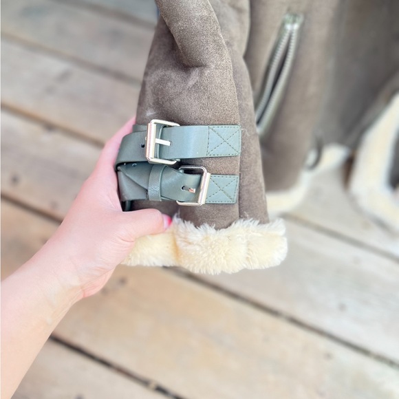 Fall winter turn down collar faux suede leather biker jacket - Picture 4 of 6